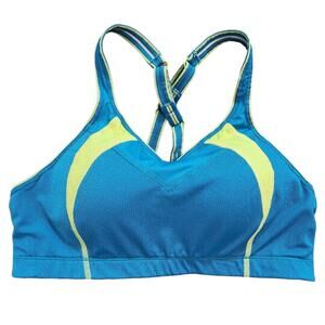Moving Comfort Urban X-Over Sports Bra C/D Blue Yellow Size M